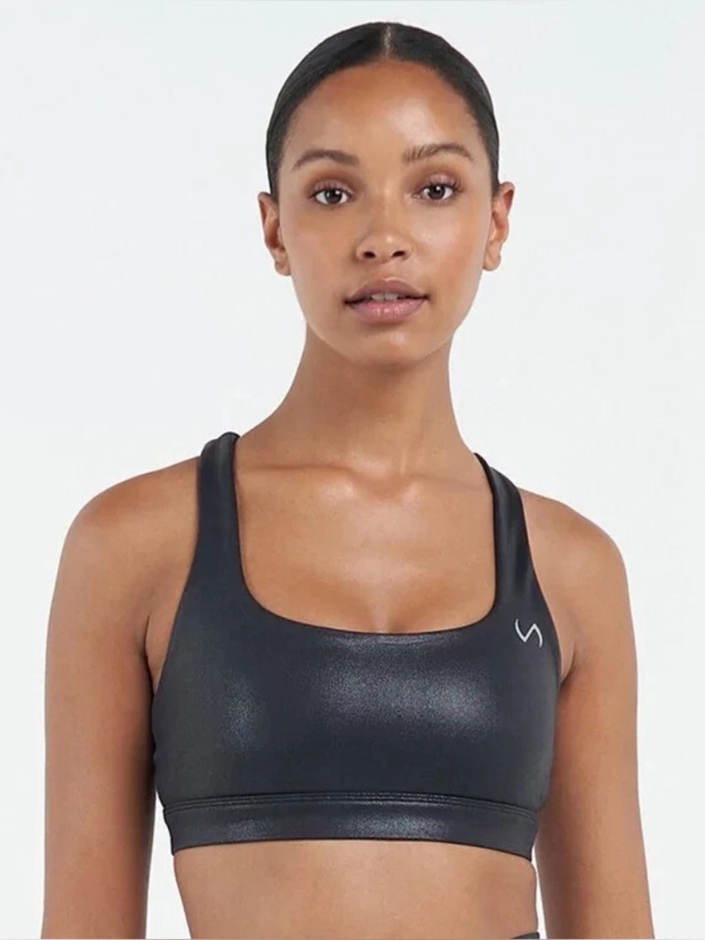 TLF Apparel Diamond Workout Sports Bra Black Chrome Size Medium Shimmery